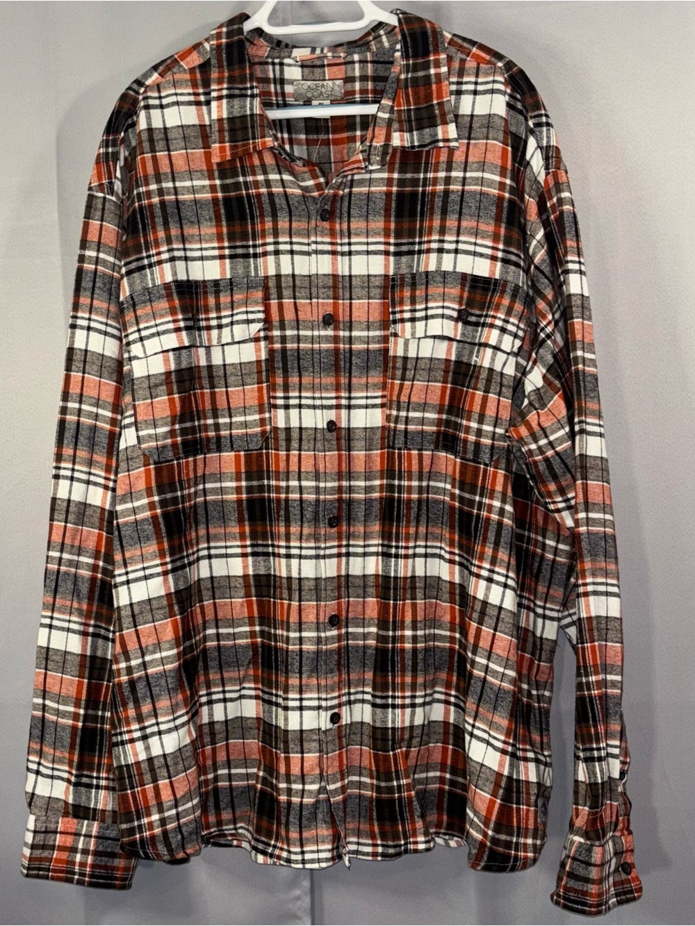 NWT Ocean Coast 4X Big & Tall Plaid Flannel Button Down Shirt